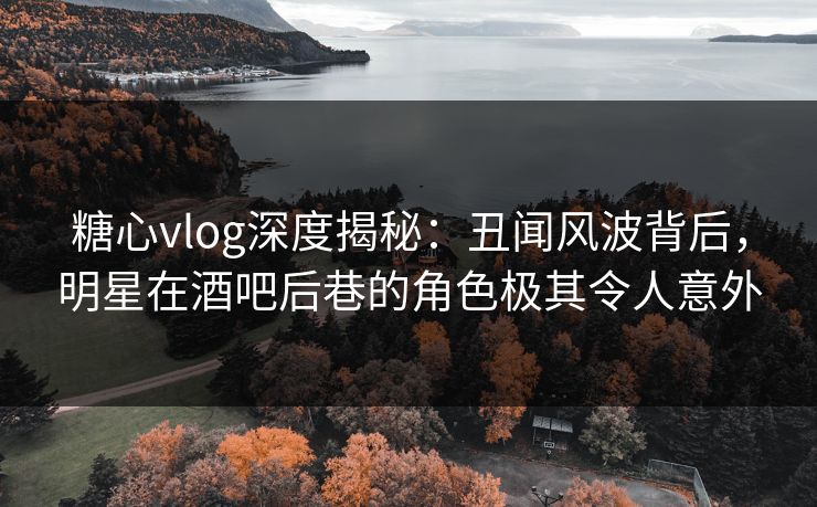 糖心vlog深度揭秘：丑闻风波背后，明星在酒吧后巷的角色极其令人意外