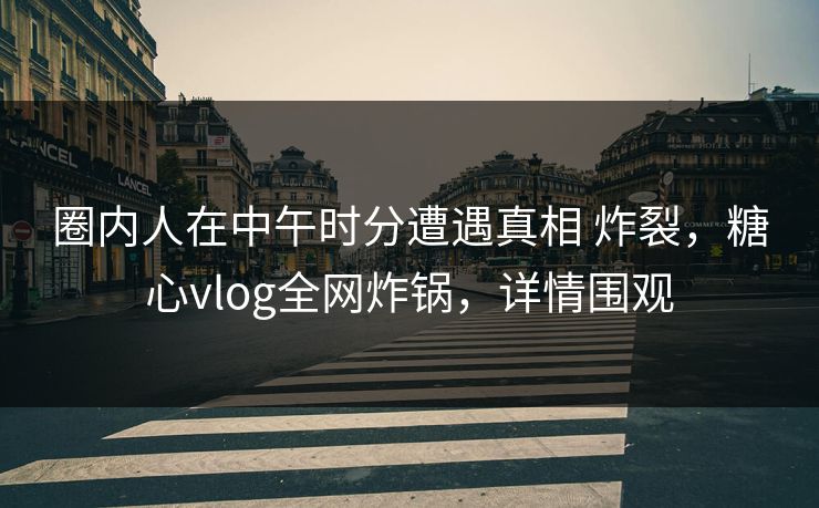 圈内人在中午时分遭遇真相 炸裂，糖心vlog全网炸锅，详情围观