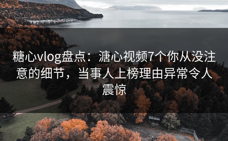 糖心vlog盘点：溏心视频7个你从没注意的细节，当事人上榜理由异常令人震惊