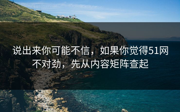 说出来你可能不信，如果你觉得51网不对劲，先从内容矩阵查起